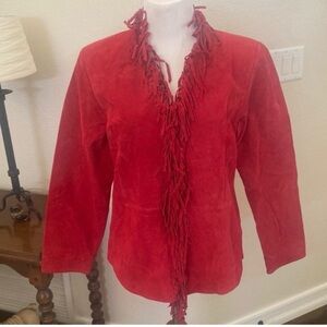 Dialogue Red Suede Fringe Blazer